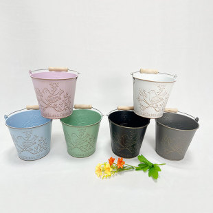 Rustic Vintage Milk Jug Vase American-Style Tin Flower Arrangement Bucket Iron Art Decoration Antique Green Plant Flower Pot