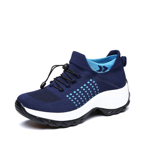 2022 Spring New Sports Shoes Socks Shoes Mom Shoes Feiwei Cross-Border Hot Sale Large Size Women's Shoes Thick Soled Rocking Shoes