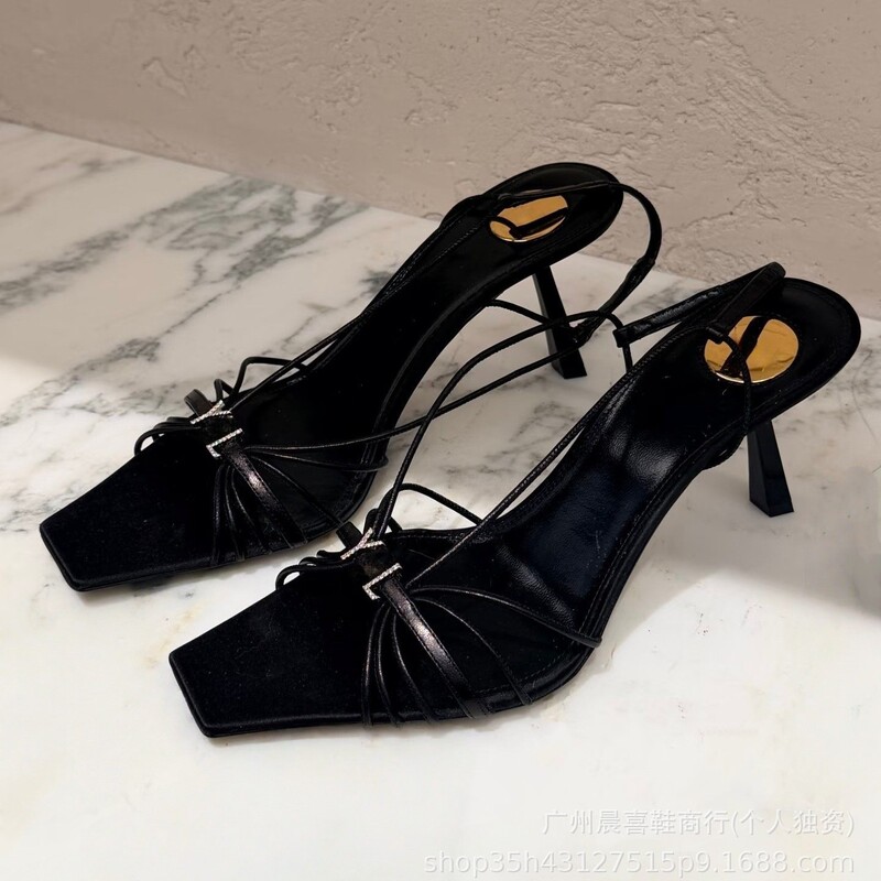 Ys Yang Shulin Style Woven Buckle Women's Shoes 26 Summer New High-Heeled Square-Toed Rhinestone Sandals Ys Yang Shulin Style Woven Buckle Women's Shoes 26 Summer New High-Heeled Square-Toed Rhinestone Sandals