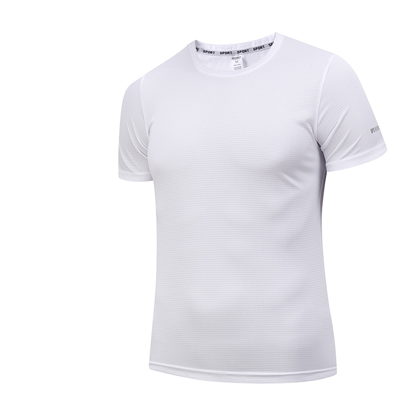 Camiseta deportiva unisex personalizada transfronteriza de manga corta con cuello redondo para verano, de secado rápido, para fitness y running, con impresión de logotipo.