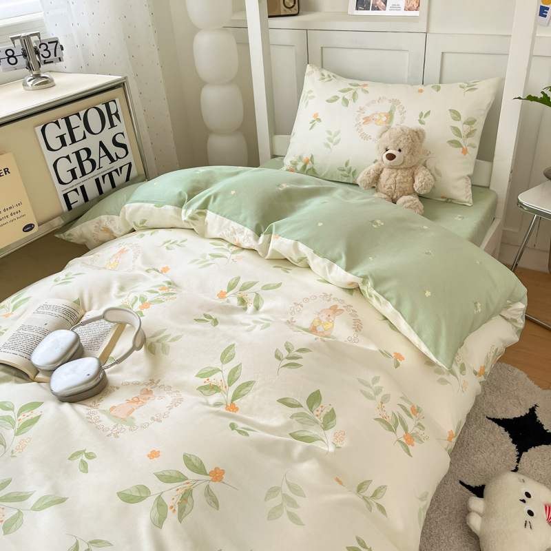 Verano dormitorio de estudiantes cama de algodón de tres piezas de algodón 2025 sábana nueva colcha sábana pequeña ropa de cama fresca