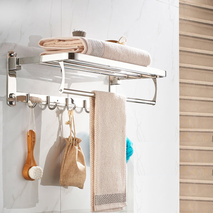 304 Stainless Steel Towel Rack Bathroom Holder Bath Towel Rack Foldable Activity Rack Toilet Storage Holder