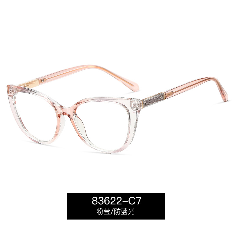 83622 Gafas anti-luz azul transfronterizas europeas y americanas, gafas de miopía, marco de gafas TR90, marco de miopía de ojo de gato de moda
