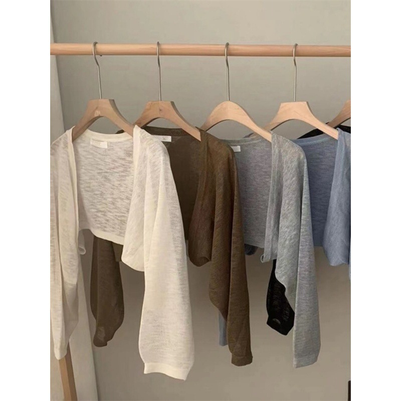 French Small Waistcoat, Ice Silk Sun Protection Shirt, Women's Summer Thin Shawl, Air-Conditioning Blouse, Knitted Cardigan French Small Waistcoat, Ice Silk Sun Protection Shirt, Women's Summer Thin Shawl, Air-Conditioning Blouse, Knitted Cardigan