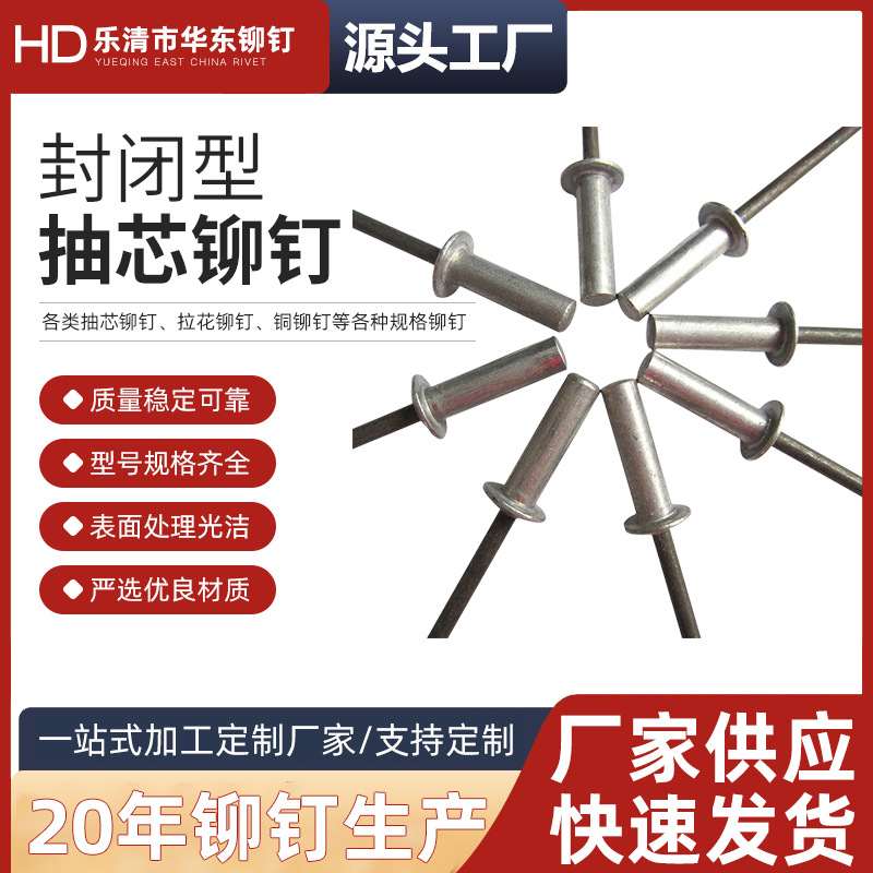 封闭型抽芯铆钉 圆头封闭铝拉钉 多规格封闭抽芯铆钉 厂家供应