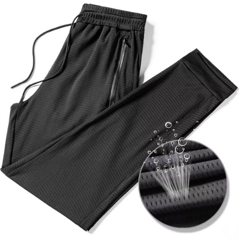 Fatty Large Size Trousers Men's Casual Breathable Outer Wear Working Side Zipper Mesh Sports Pants Summer Thin Wholesale