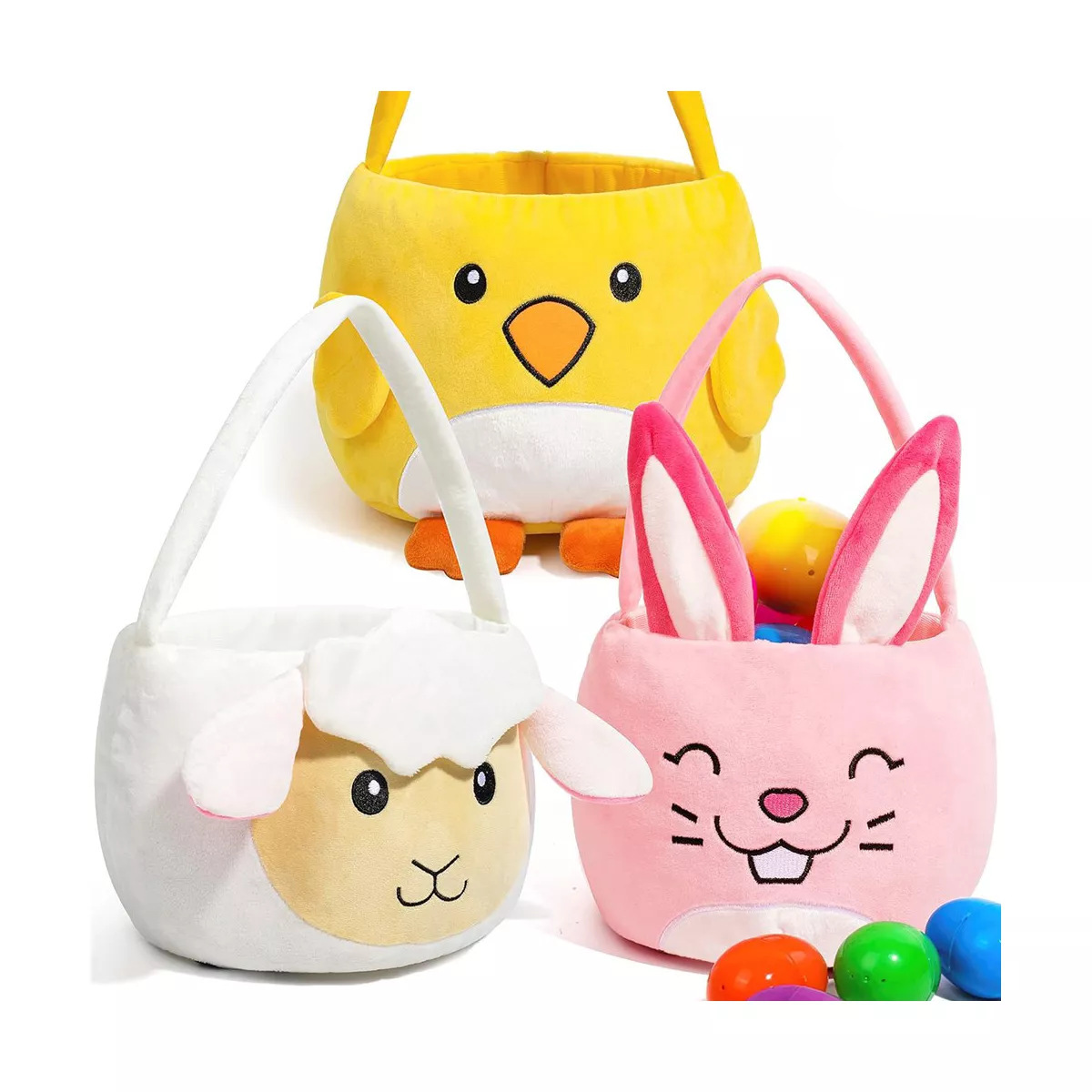 新品 Plush Easter Bunny/Chicken Basket 复活节毛绒动物篮子