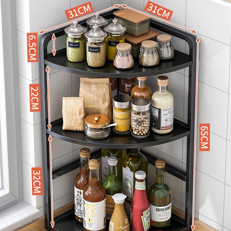 Estante de la cocina Mesa esquina triángulo condimento estante de la esquina condimento multifuncional estante condimento estante de almacenamiento