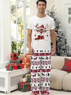 F 67601 Christmas Print Family Pajamas �}�Qӡ���Ҿӷ� ��