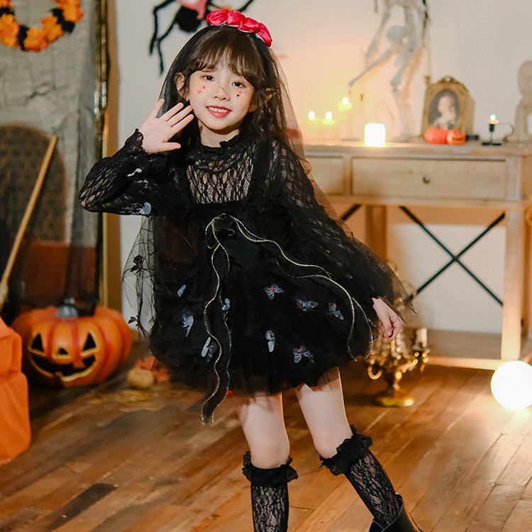 Transfronterizos Halloween ropa infantil fantasma novia chica cosplay bruja mariposa elfo vestido