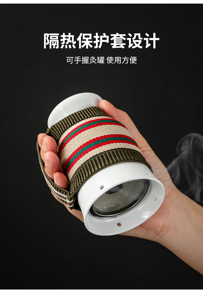 Ceramic Moxibustion Cup Gua Sha Jar Double Layer Heat Insulated Ash Grid Design for Home Meridian Care overview