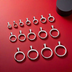 S925 シルバー ゴールドメッキ ラウンド シンプル 4 爪 クラシック ペンダント 空のホルダー インサートなし 絶妙なファッション ライト 高級工場