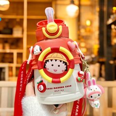 櫻桃小丸子大容量吸管杯兒童食品級316不鏽鋼保溫杯學生女生水杯