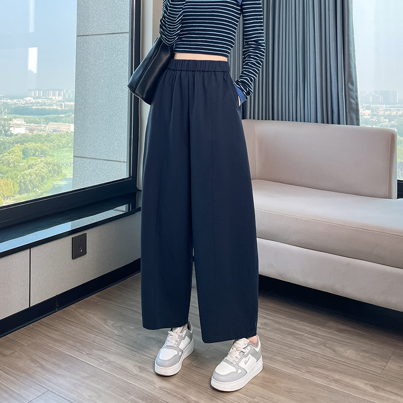 Wide-Leg Pants for Women, Spring and Autumn New Loose Drape Scimitar Cropped Casual Textured Cargo Carrot Pants