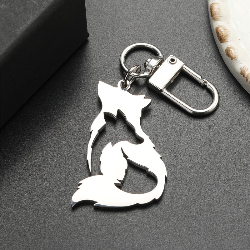 Wolf Stainless Steel Keychain Accessory Bag Pendant, Cute Backpack Charm, Key Ring, Gift for Friends Wolf Stainless Steel Keychain Accessory Bag Pendant, Cute Backpack Charm, Key Ring, Gift for Friends