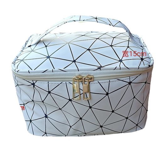 Ins-style ultra-popular waterproof honeycomb tote makeup bag, portable waterproof travel storage bag PU toiletry bag