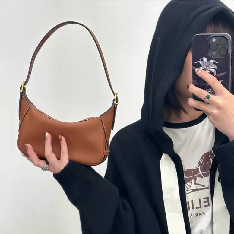 Pomlad in poletje 2024 Nova usnjena torba za cmoke Triumphal Arch Romy pod pazduho, ročna torba za čez ramo, majhna torba za čez ramo_voghion.com