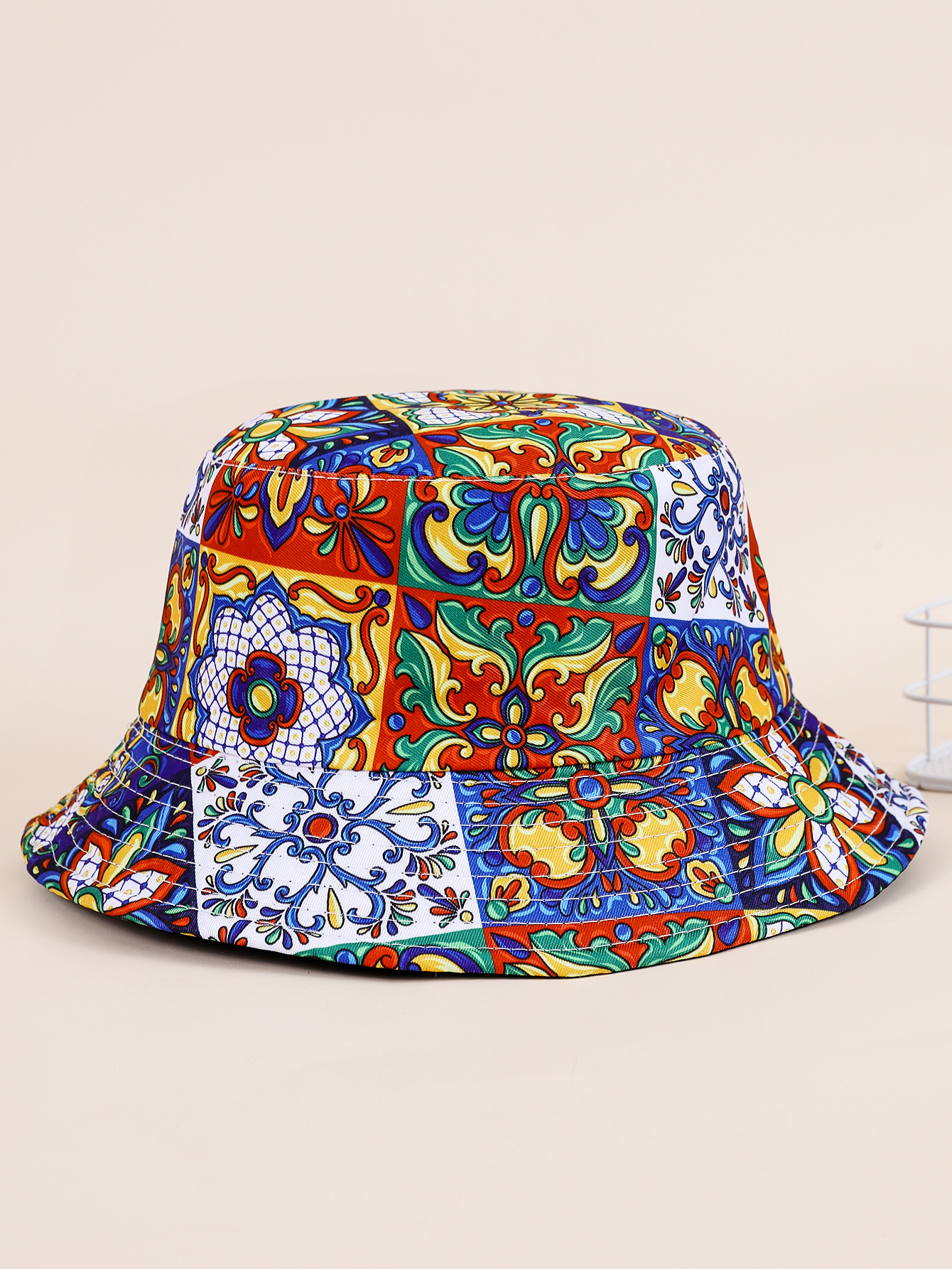 Sombrero de pescador europeo y americano nuevo patrón impreso sombrero para el sol de viaje al aire libre personalizado transfronterizo image 2