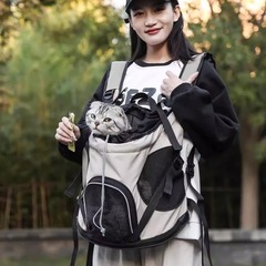 猫バックパックペットお出かけトートフロント通気性ナイロン猫バッグポータブルモーティルトラベル軽量大容量バックパック