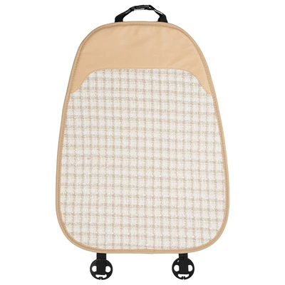 Seat cushion, seat cover | Accessories - checkered-small-fragrant-leather-seat-cushion-milk-tea-color-backrest