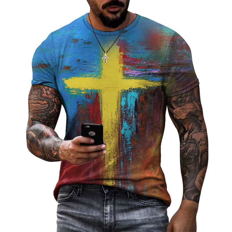 Moda de verano europea y americana, top de moda delgado de cuello redondo para hombres, camiseta juvenil, soporte, pedido de una pieza de cabello