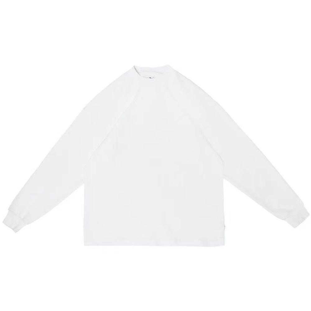 Peso pesado marca de moda americana de hombro caída camiseta de manga larga larga suelta media larga color sólido pequeño cuello en la camiseta de hip-hop europea y americana