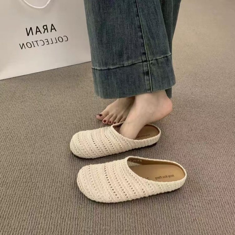 Zapatillas de tejido franceses huecas transpirables para mujeres verano 2026 cabeza de bolsa Muller zapatillas de mujer francesas image 4
