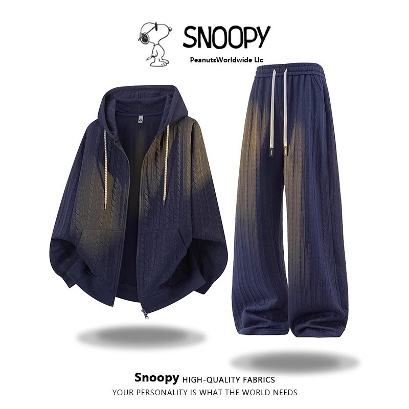 Snoopy/Snoopy Casual Suit Men's Autum Trendy Brand Hooded Sweatshirt with Pants Sports Two-Piece Set