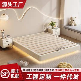 全实木无床头悬浮床1.5m卧室排骨架床燕尾榫加厚现代简约悬空床