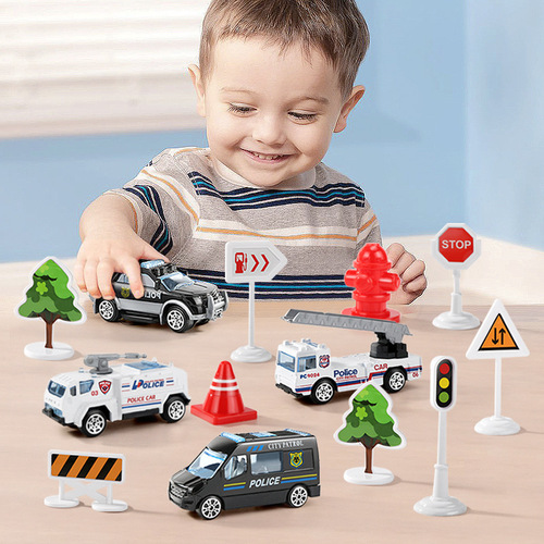 Children's toy car model 2-3 years old 4 baby simulation aircraft inertia car boy fire engineering vehicle set