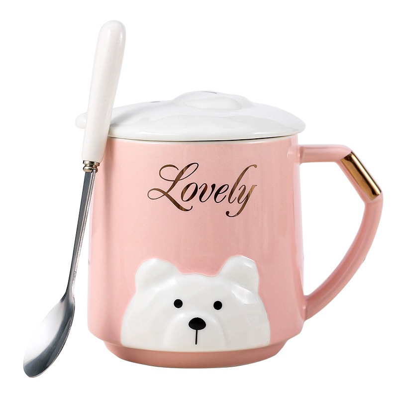 Creativa encantadora caricatura de cerámica taza de oficina regalo taza de café taza de agua taza de desayuno de pareja