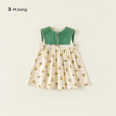 邦選碎花柔軟無袖連衣裙女童裙韓國童裝夏款棉布公主裙DXQ7221