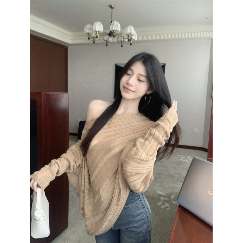 秋季新款慵懒老钱显瘦斗篷肌理感长袖针织衫女上衣|undefined