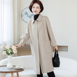 2025秋冬新款双面绵羊毛大衣显瘦气质百搭红色长款外套POLO领开衫，女装毛呢外套，妃慕昵服饰