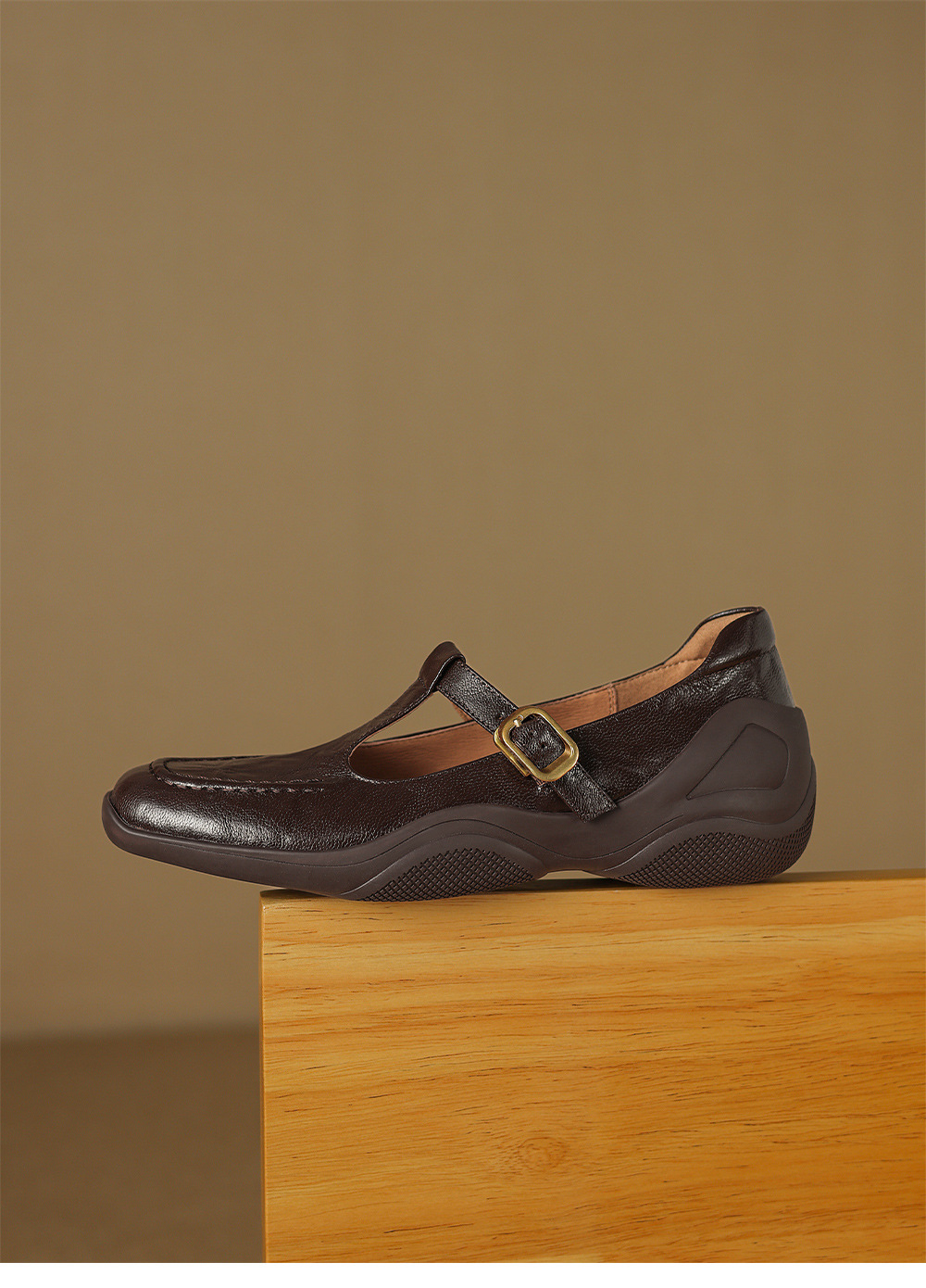 Giày sandal nữ quai ngang mũi nhọn đế dày da cừu buộc dây — màu nâu chi tiết 22