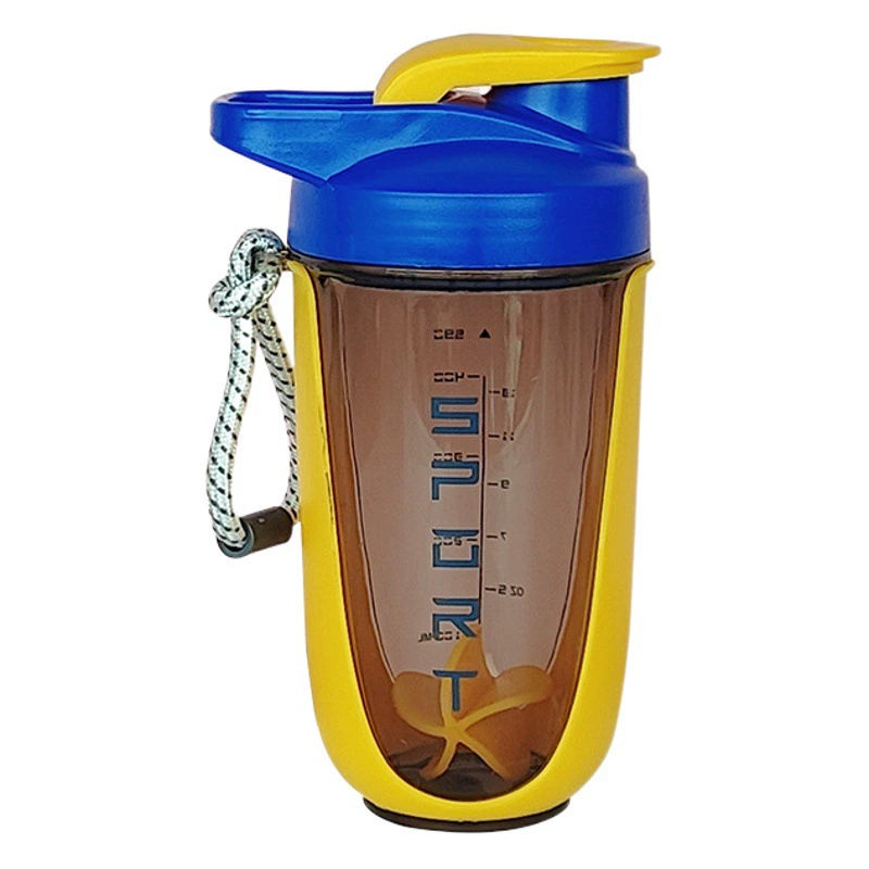 Новая спортивная бутылка-шейкер для протеинового порошка объемом 590 мл, портативная, для офиса, для девушек, с ручкой.