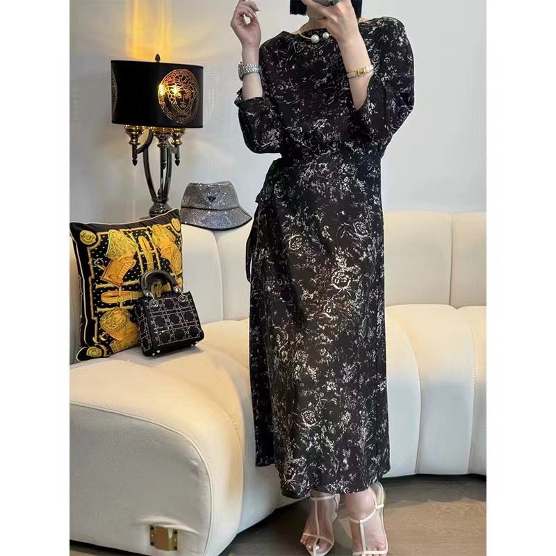 Small design retro silk dress