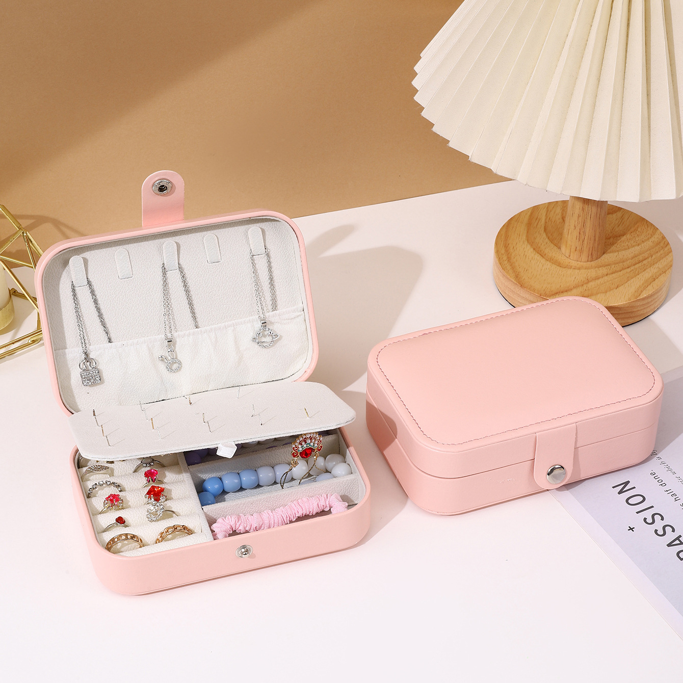 Simple Style Style Simple Style Solid Color Pu Leather Wholesale Jewelry Boxes