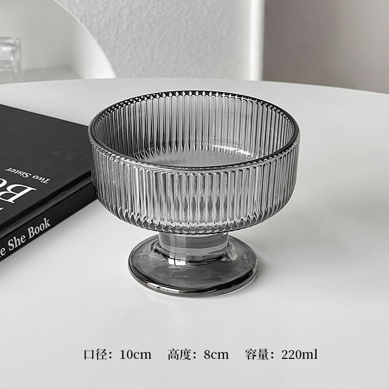 Inswind vertical taza de helado de pies altos taza de postre de vidrio taza de pudín de helado taza de té de la tarde taza de agua de azúcar taza de yogur