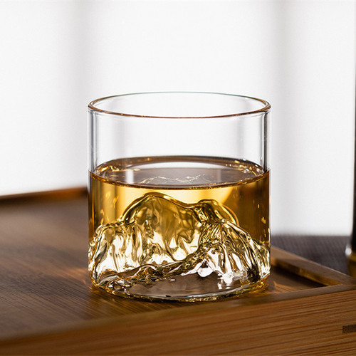 Transparent glass breakfast milk cup whiskey cup household high borosilicate glass retro mountain view cup tea cup water cup