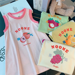 女童背心裙夏裝2024洋氣兒童韓版印花休閒連衣裙女孩裙子0028A015