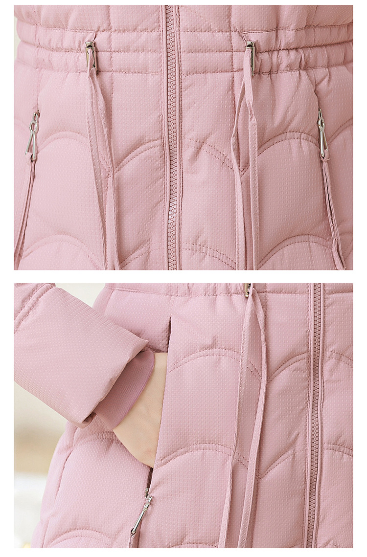 Women's Mid-length Down Jacket With Fur Collar Slim Fit Winter Coat_voghion.com