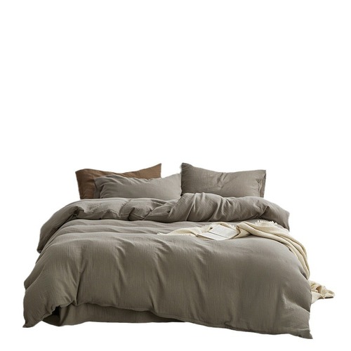 A-type 100% cotton crepe fabric baby-grade ultra-soft double-layer cotton meets Maillard monochrome set of four bedding sets