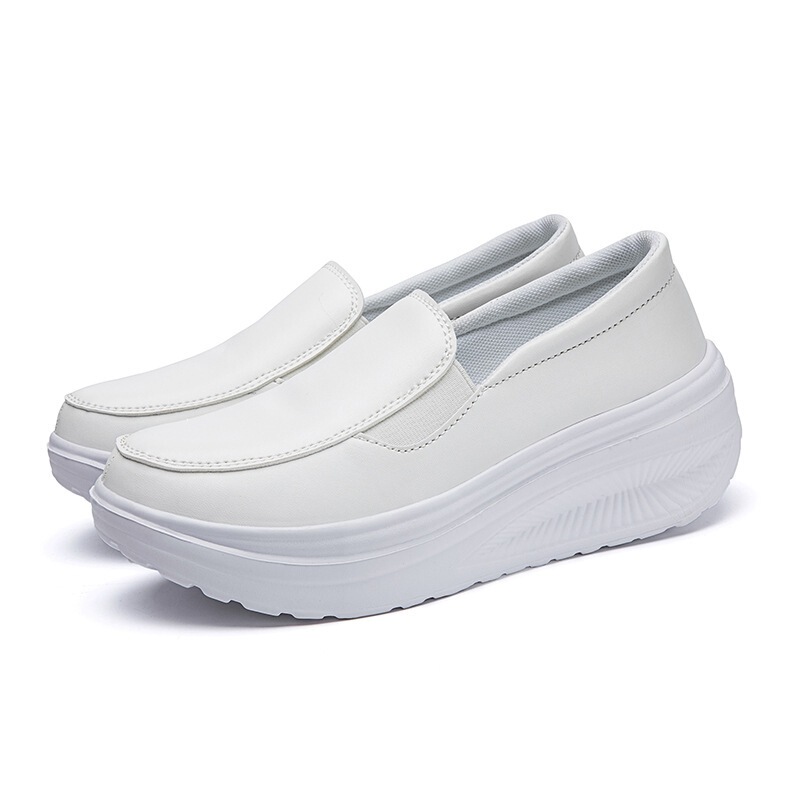 Cross-Border New Model Md Sole Rocking Shoes, White Sports Shoes, Nurse Shoes for Women, Thick-Soled Wedge Platform Shoes, Women's Single Shoes, Black