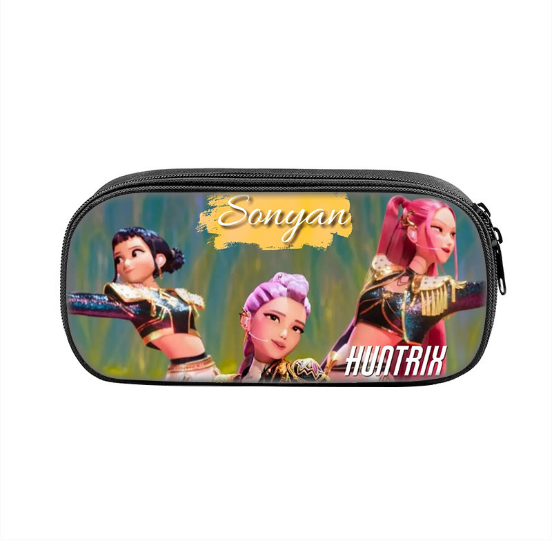 国境を越えた新製品 Huntrix Kpop プリント周辺ペンバッグ ハンター魔女グループ 小中学生鉛筆文具箱|undefined
