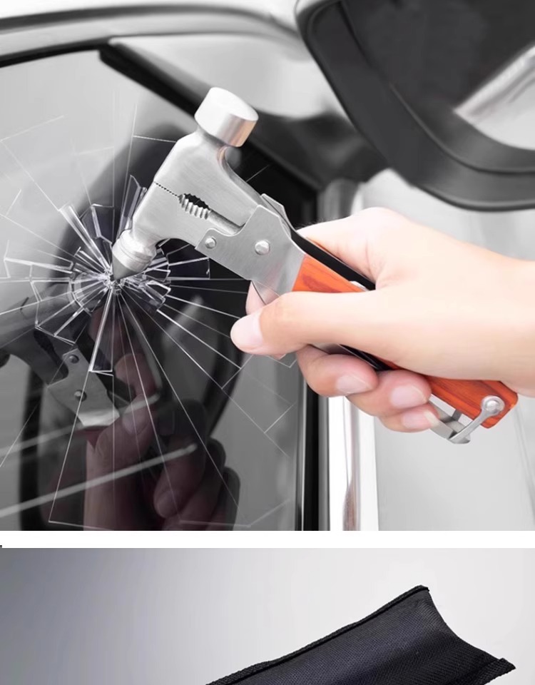 Car window breaker multi-function safety hammer car interior fire emergency window glass with cutter escape hammer