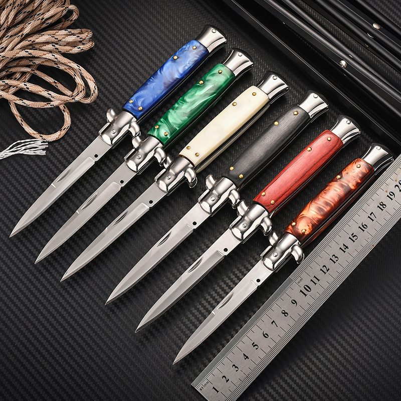 跨境热销AKC便携折叠刀 户外随身野营战术求生迷你折刀配尼龙套