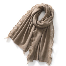 秋冬新款流苏羊绒围巾女正品纯羊绒软糯保暖气质毛线针织围脖披肩