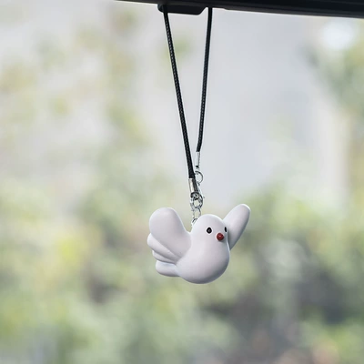 New fun peace dove car rearview mirror pendant car pendant car pendant small white dove personality pendant decorations (Car hanging) - peace-dove-pendant