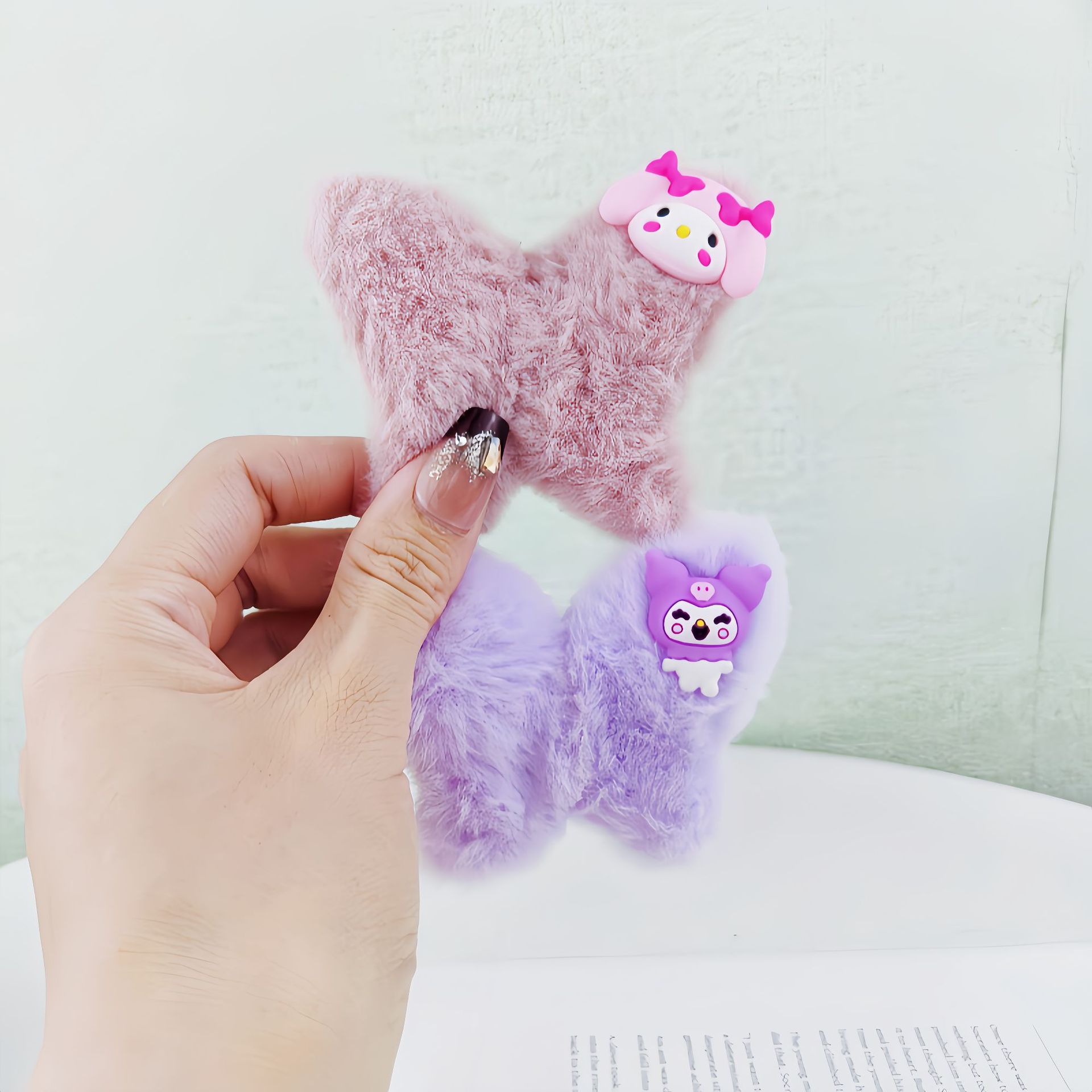 Otoño y invierno para niños peluche clips Baby lindo Sanliou clips de cabello de la cabeza de la niña pequeña clips de cabello